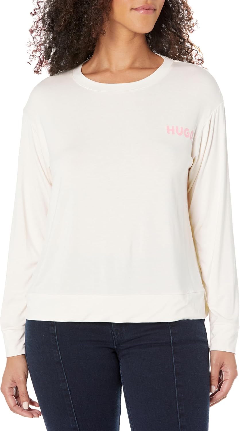 Hugo Women's Relaxed Fit Contrast Logo Long-Sleeve Shirt