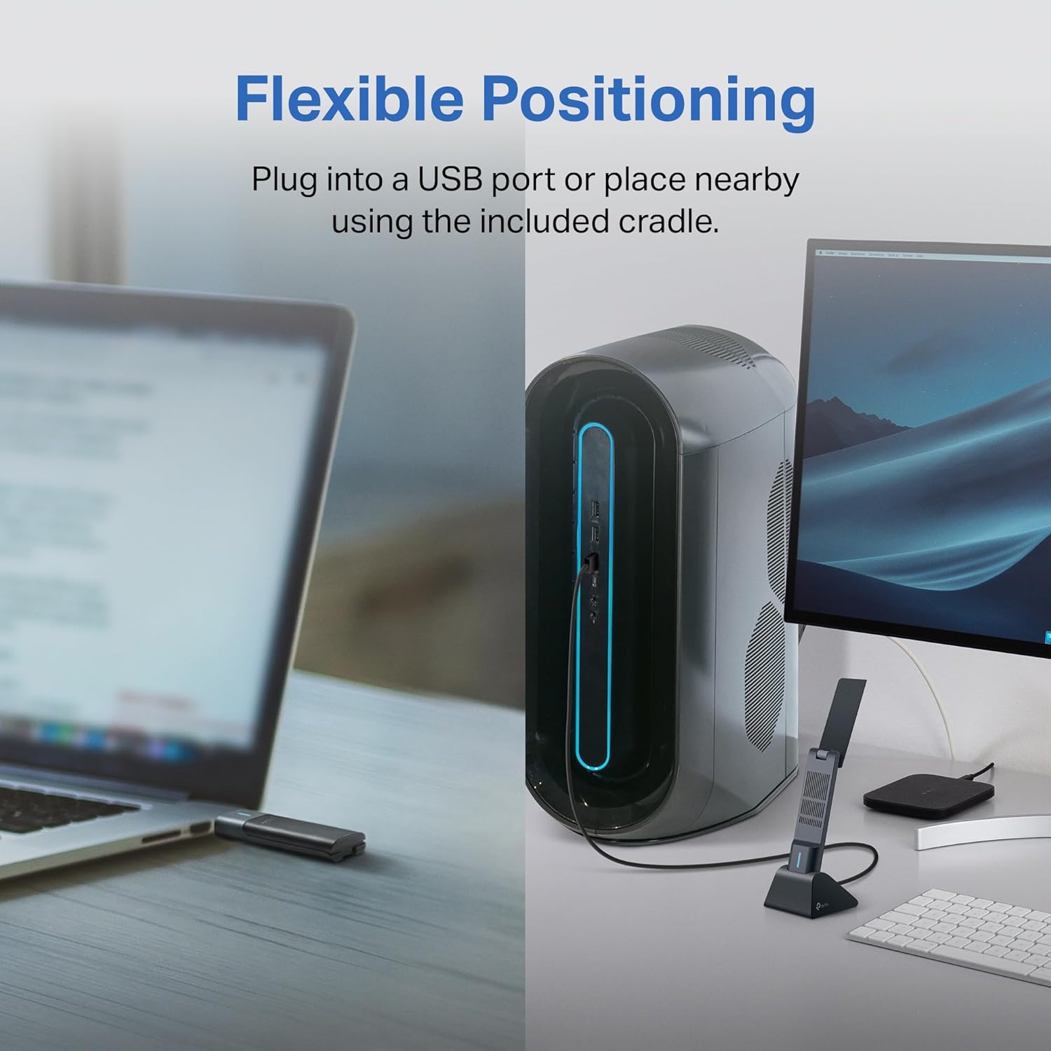 TP-Link WiFi 6E USB Adapter for Desktop PC - (Archer TXE50UH) AXE3000 Tri-Band Wireless Network Adapter, Ultra-Low Latency, MU-MIMO, OFDMA, Refined Security, WPA3, Supports Windows 11/10