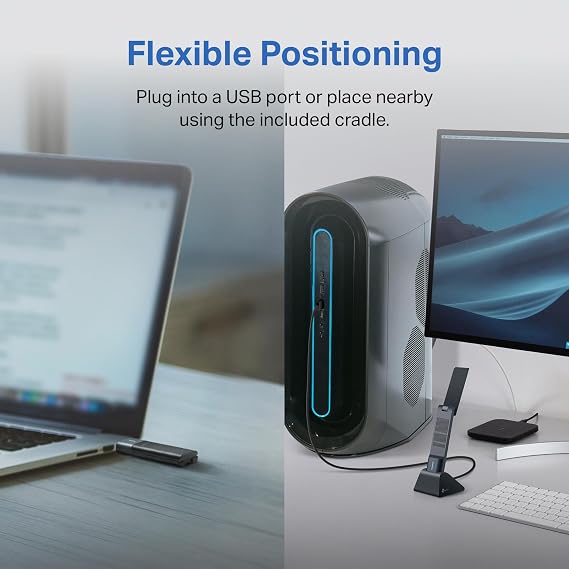 TP-Link WiFi 6E USB Adapter for Desktop PC - (Archer TXE50UH) AXE3000 Tri-Band Wireless Network Adapter, Ultra-Low Latency, MU-MIMO, OFDMA, Refined Security, WPA3, Supports Windows 11/10