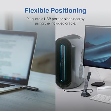 TP-Link WiFi 6E USB Adapter for Desktop PC - (Archer TXE50UH) AXE3000 Tri-Band Wireless Network Adapter, Ultra-Low Latency, MU-MIMO, OFDMA, Refined Security, WPA3, Supports Windows 11/10