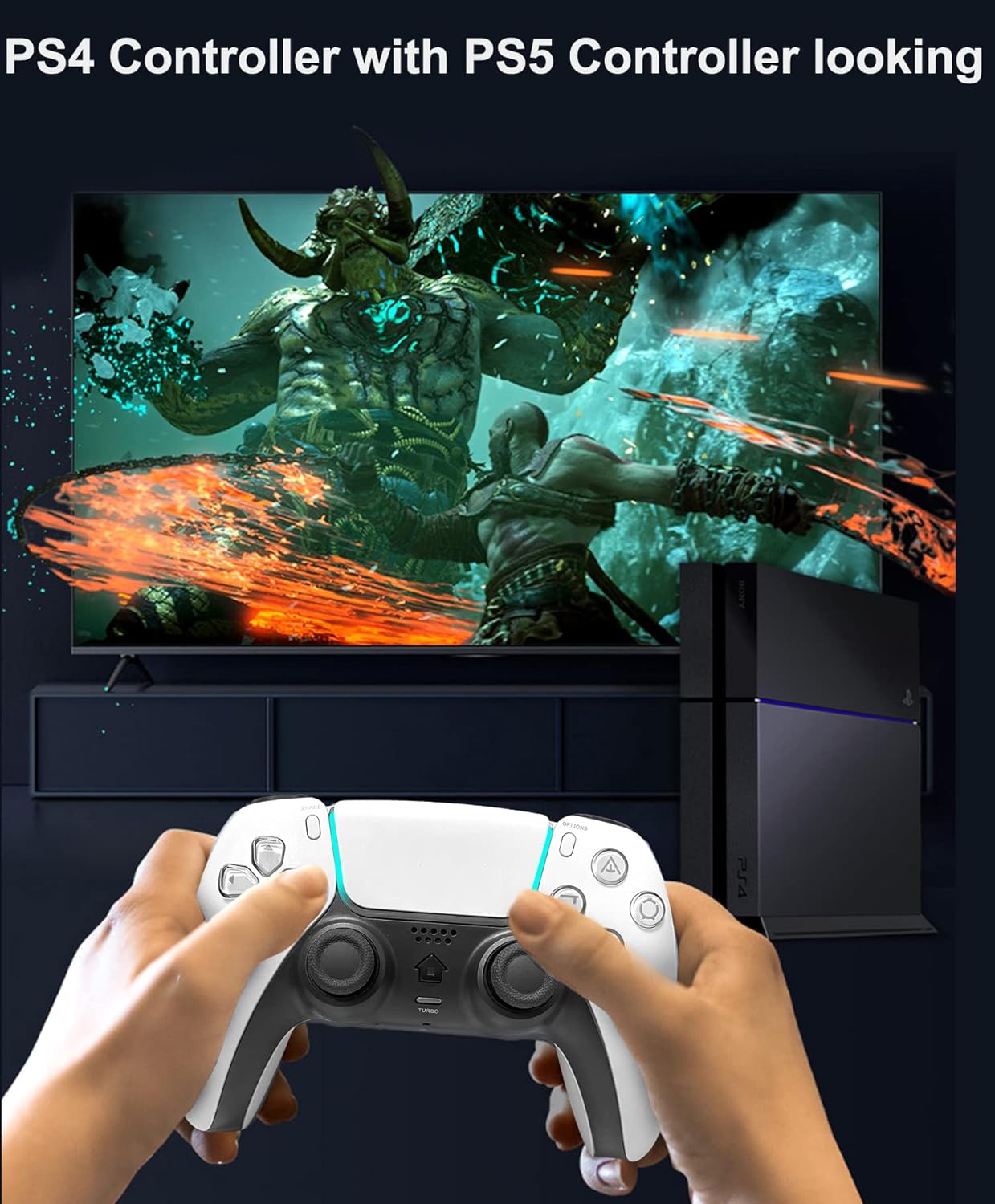 PS4 Controller for PlayStation 4 Console - TouchPad / Turbo Function / Vibration Motors / 3.5mm Audio Jack / 6-Axis Gyro Supported (PS5 Style)