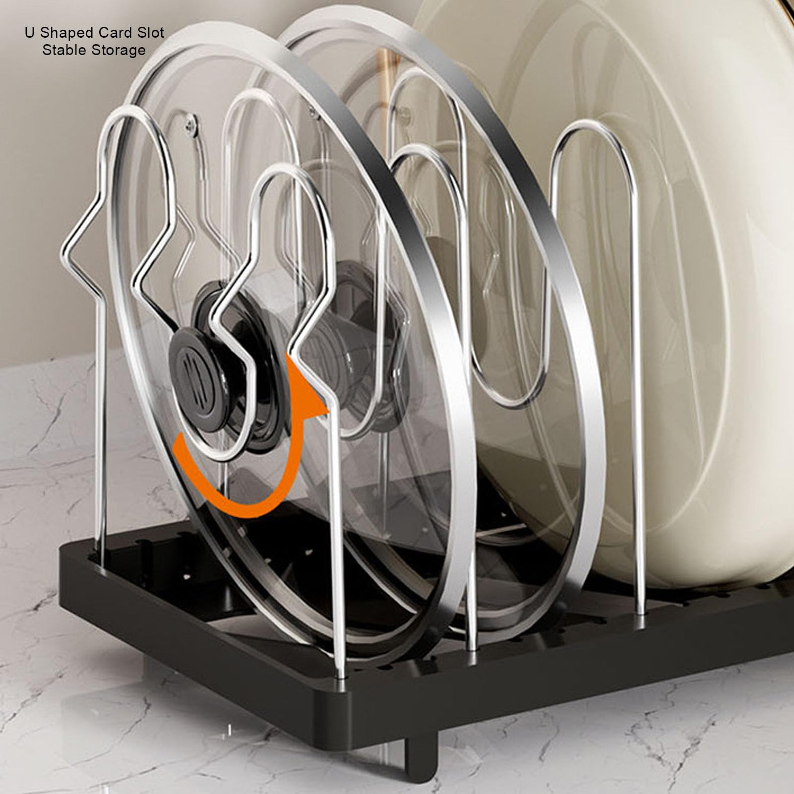 Organizador de Ollas y Sartenes Expandible, Soporte Multifuncional Duradero para Sartenes y Tapas para Espacios de Cocina Pequeños Grandes (BLACK)