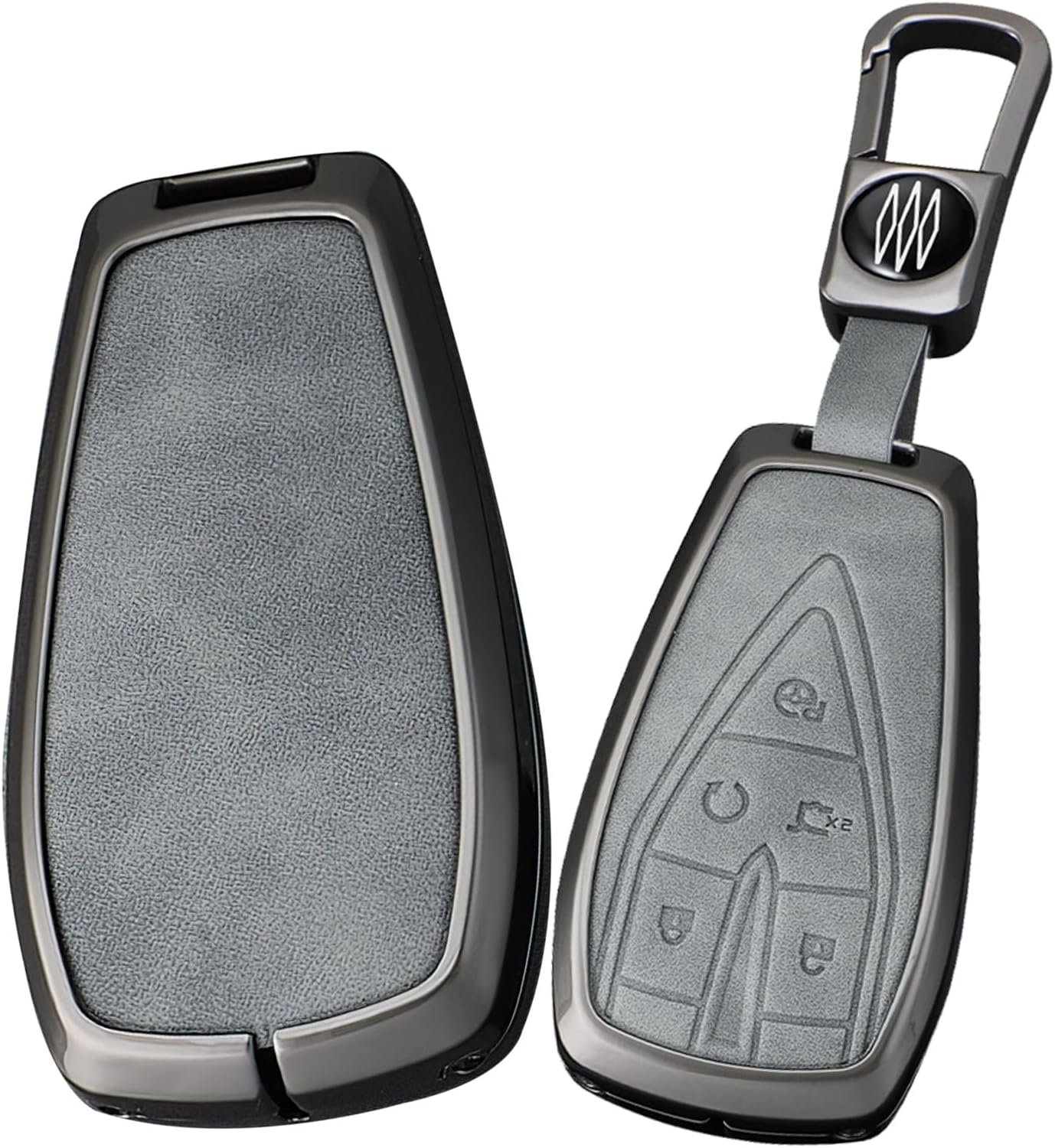 ontto Grey Car Key Case Fits Changan CS35 CS55 CS75 Plus CS95 Eado Uni-T Uni-K X7 2019-2025 Leather Protective Case for Car Remote Key Case Metal Housing Key Fob 3 Buttons