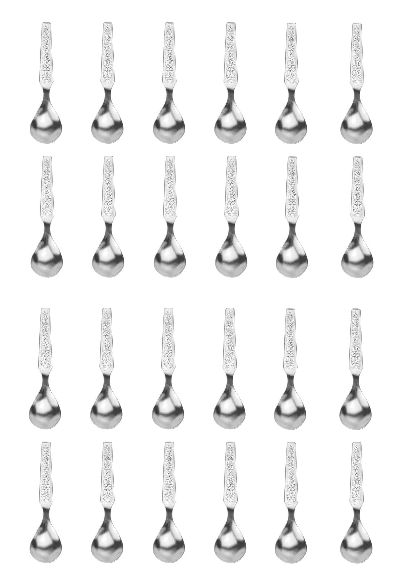 Dynore 24 Pcs Stainless Steel Small Spoons for Spice Box & Jars | Mini Spoons for Tea, Coffee, Sugar & Spices | 8.5 Cm