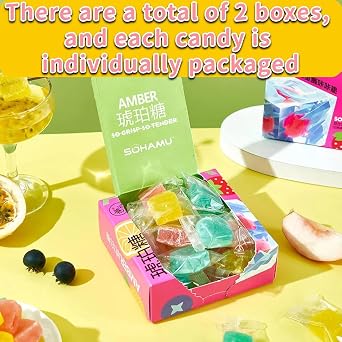 SntCrave Gem Crystal Candy 2 Boxes | Fruit Flavoured Hard Candy with Soft Center | Handmade Japanese-Style Kohakutou | Crispy Shell, Chewy Centre (Strawberry, Mango, Lemon) 32g x 2