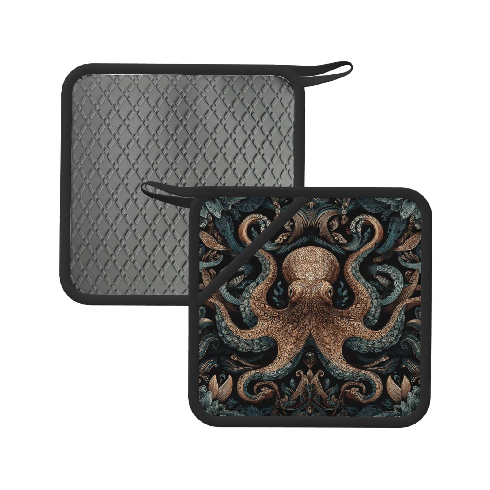 Pot Holders Set of 2PCS Heat Resistant Oven Hot Pads Giant Octopus Pot Holders Soft Cotton Lining Potholders Non-Slip Silicone Kitchen Potholders for Cooking Oven BBQ Kitchen Accessories