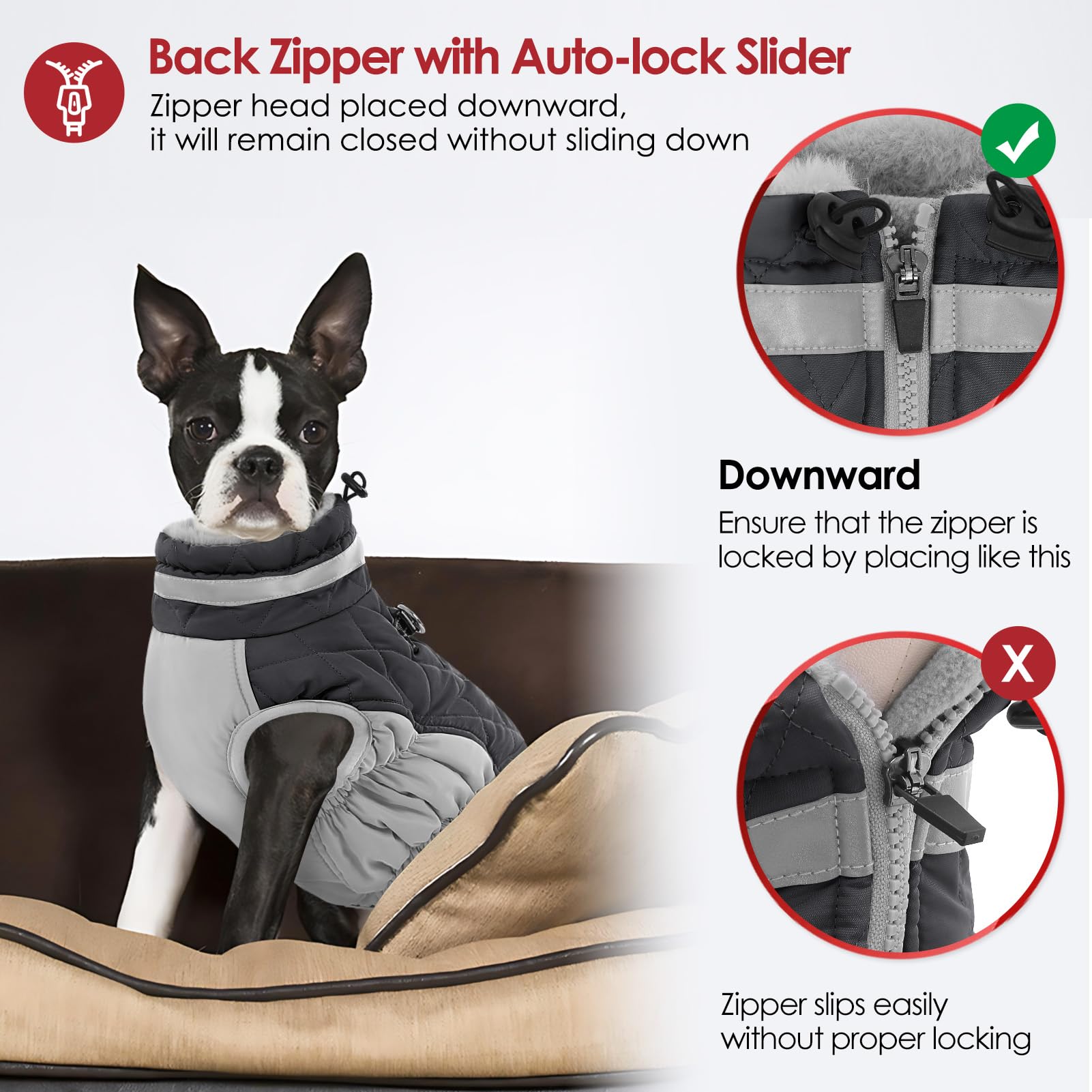 AOFITEE Abrigo para perro, abrigo de invierno cálido para perro, chaqueta reflectante de cuello alto para perros grandes con arnés integrado, chaqueta de invierno para mascotas, chaqueta de invierno