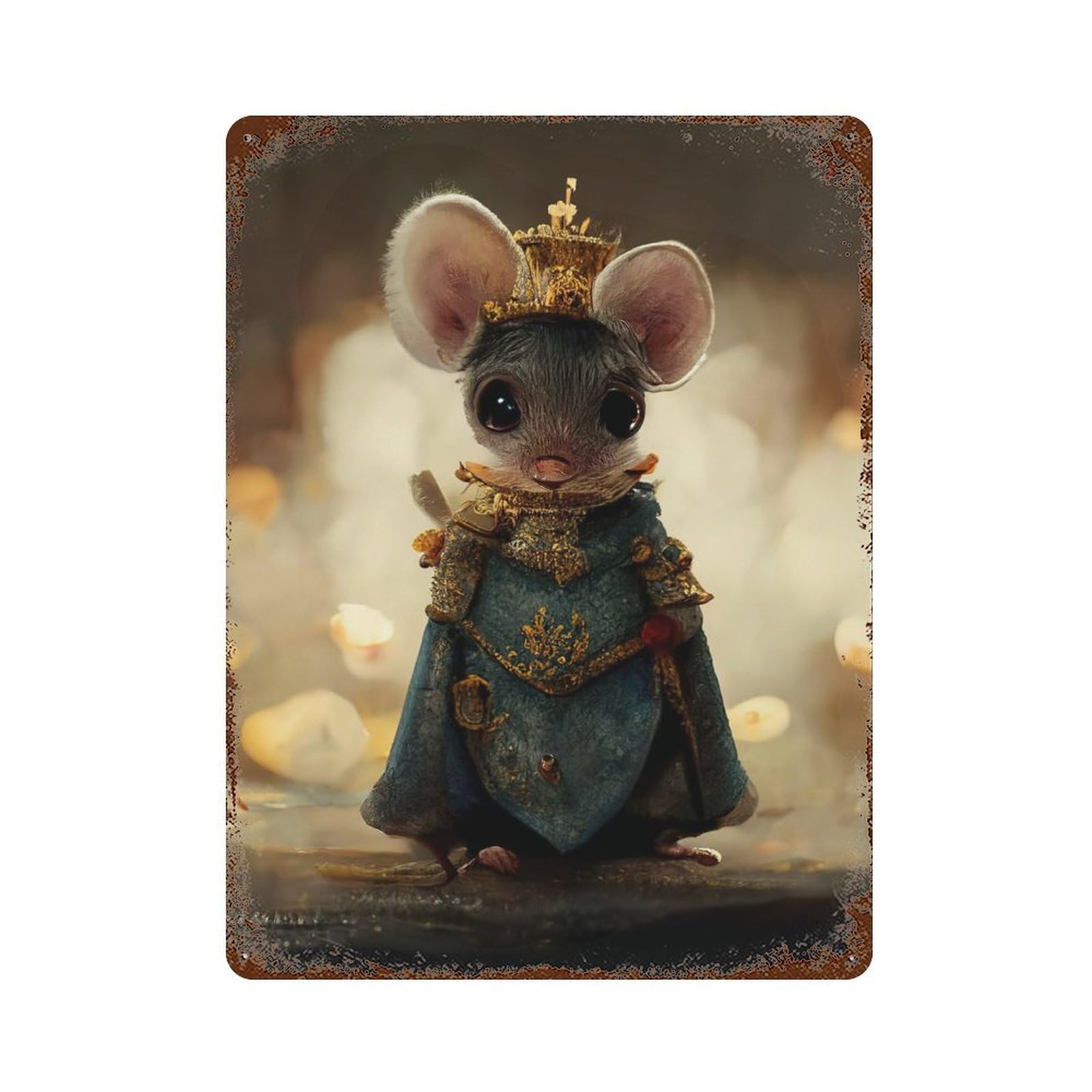 Tiny Royalty Distressed Metal Wall Sign 15.7"x11.8", Ideal for Garage, Bar And Workshop Decor