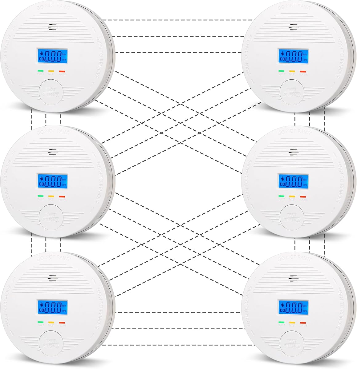 Interconnected Smoke and Carbon Monoxide Detector, 10-Year Battery Wireless Interlinked Smoke &amp; CO Alarm with Dual Sensors, Home Fire &amp; CO Safety Protection (6Pack)