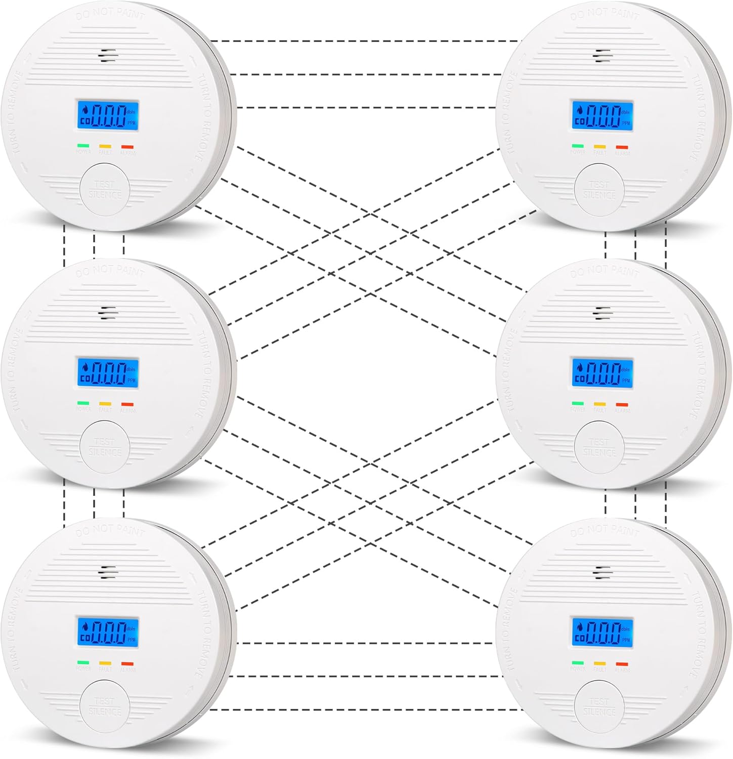 Interconnected Smoke and Carbon Monoxide Detector, 10-Year Battery Wireless Interlinked Smoke & CO Alarm with Dual Sensors, Home Fire & CO Safety Protection (6Pack) 6-Pack