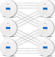 DFGJLVF Wireless Interconnected Smoke & CO Detector 10-Year Battery Dual Sensors 6-Pack Home Safety Alarms