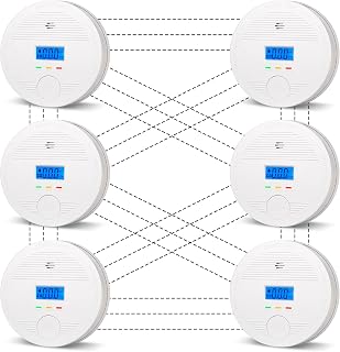 DFGJLVF Wireless Interconnected Smoke & CO Detector 10-Year Battery Dual Sensors 6-Pack Home Safety Alarms