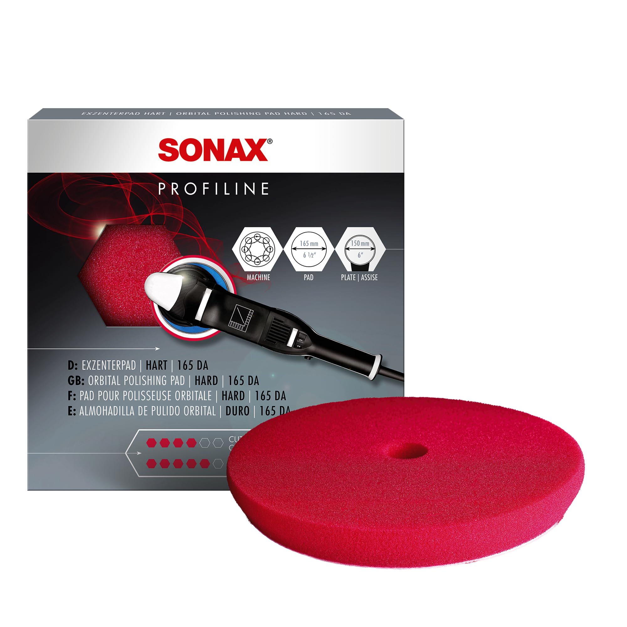 Sonax Polishing Pad for Dual Action - Cutting - Red (6 inch - 165mm)