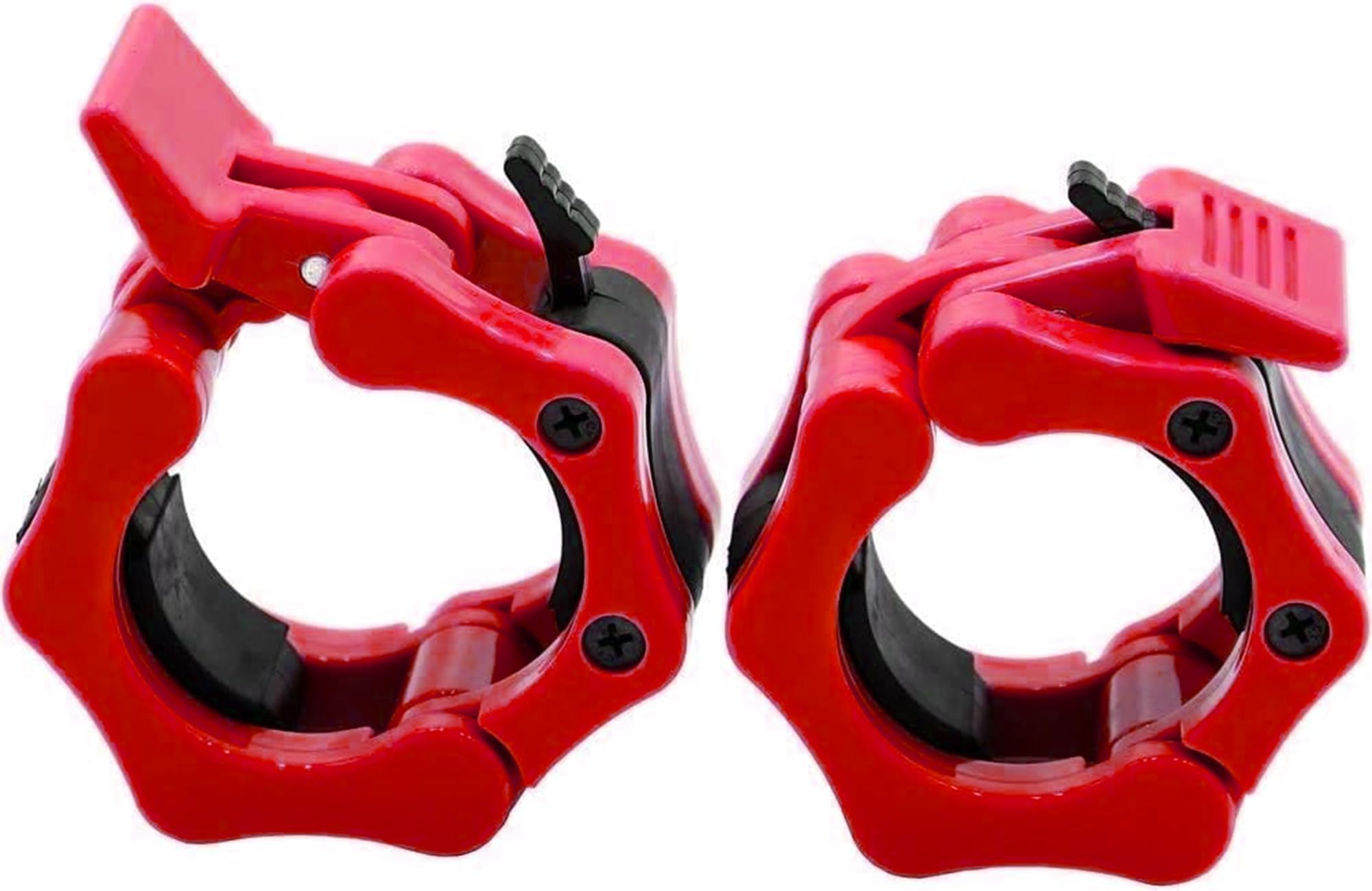 GW TechBarbell Clamps 2 inch, Heavy Duty Exercise Collars 2" Quick Release Pair of Locking Pro Olympic Weight Bar Plate Locks Collar Clips for Workout Weightlifting Fitness Training - Red