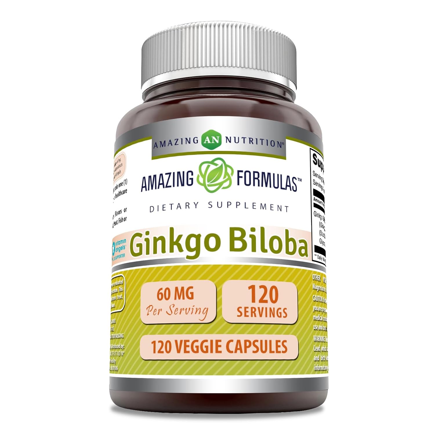 Amazing Formulas Ginkgo Biloba Extract | 60 Mg | 120 Veggie Capsules Supplement | Non-GMO | Gluten Free | Made in USA