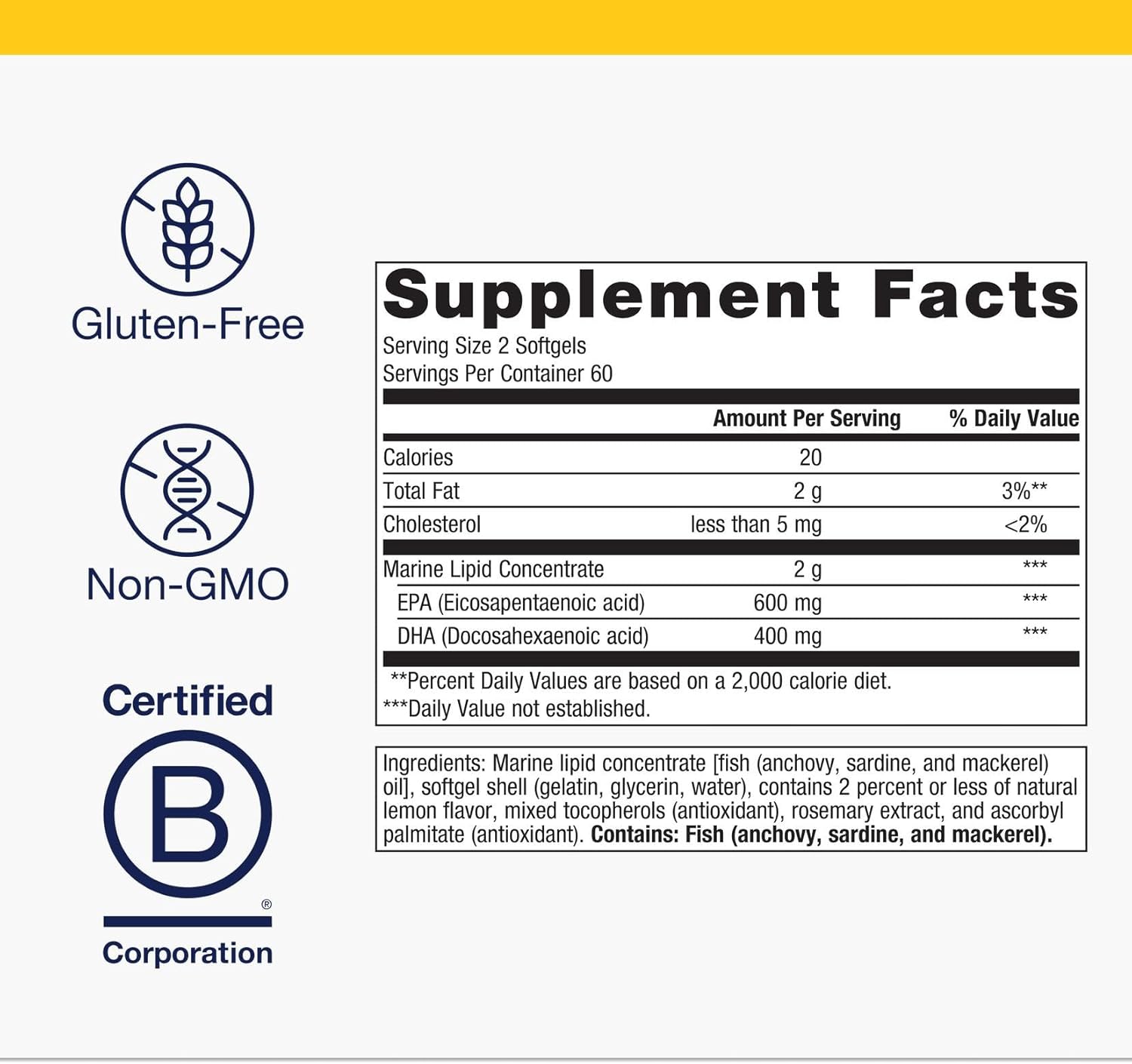 Metagenics OmegaGenics EPA-DHA 500 - High Potency Fish Oil Supplement for Cardiovascular Health* - Sustainably Sourced & Purity Tested - Non-GMO & Gluten-Free - 120 Softgels