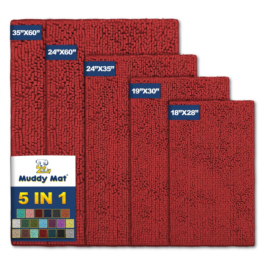 Muddy Mat Pack of 5 Highly Absorbent Microfiber Door Mat and Pet Rug Non Slip Thick Washable Area