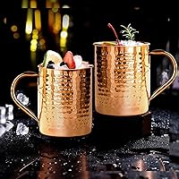 Vista 7 de Taza 100% cobre para Moscow Mule – 12oz martillado cobre puro grueso pared recta