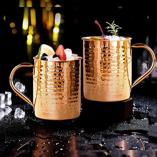 Miniatura 7 de Taza 100% cobre para Moscow Mule – 12oz martillado cobre puro grueso pared recta