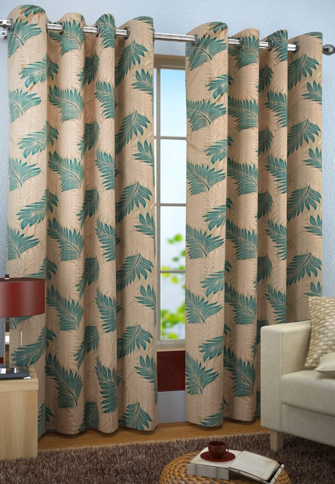 HFI 1 Piece Candy Polyester Long Door Curtain - 8 feet, Aqua Blue