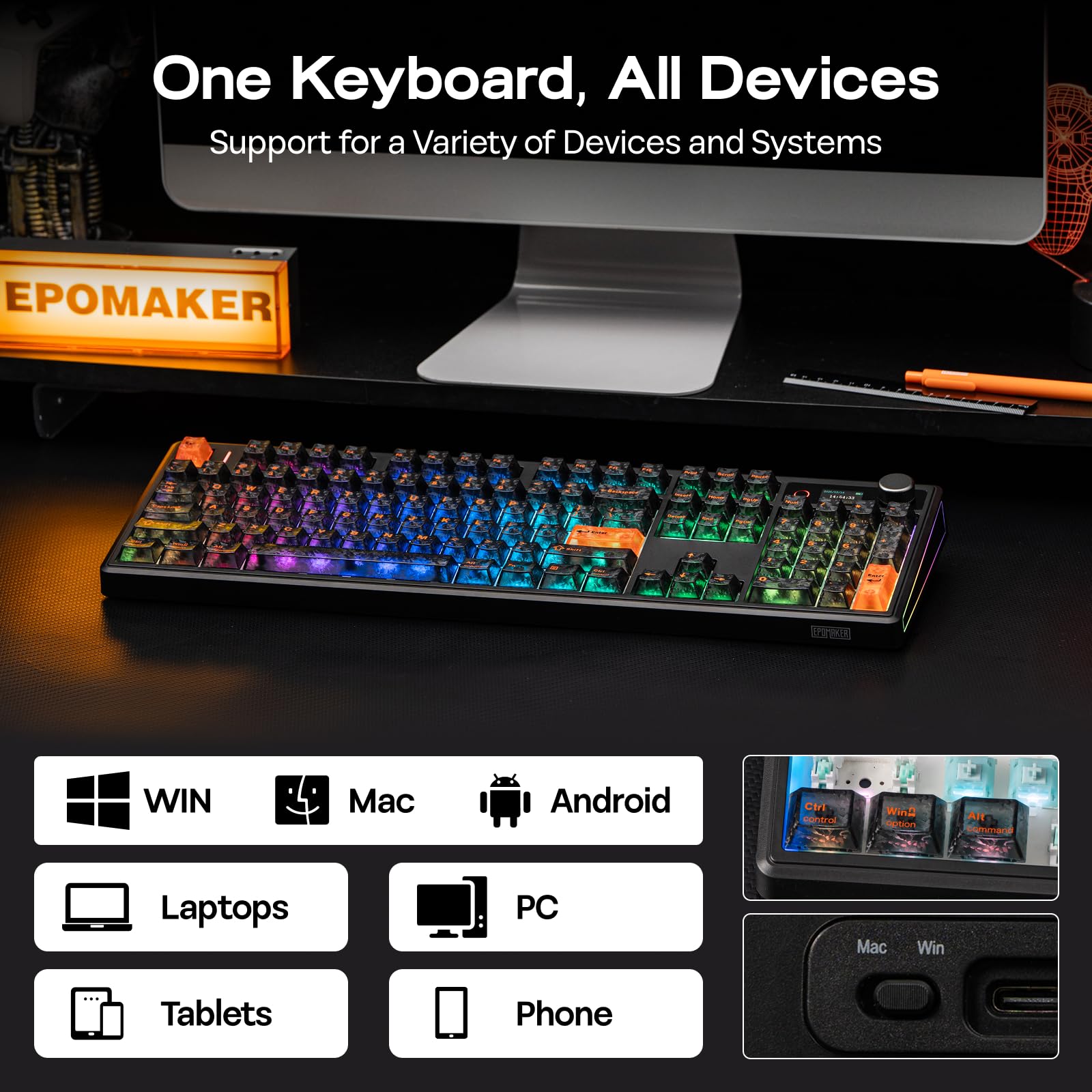 Amazon | EPOMAKER TH108 V2 PRO ワイヤレスゲーミングキーボード TFT