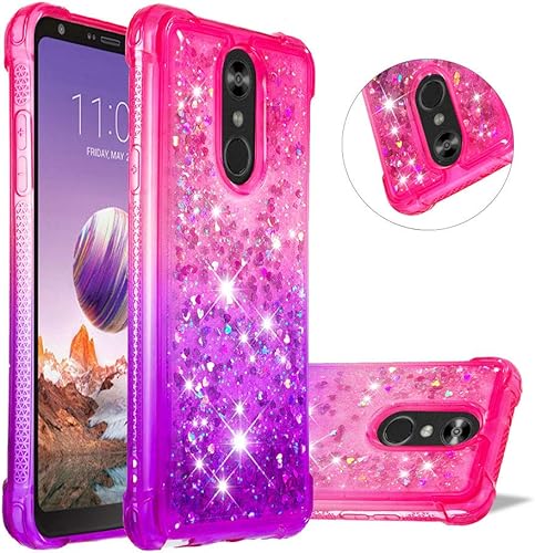FlA ssigkeit Glitzer HA lle fA r Stylo 4 LG Stylus LG Stylus 4 Moiky Lustige Kreative Rosa Lila Liebe Herz Crystal Schwebend StoAYdA mpfend Diamant HandyhA lle