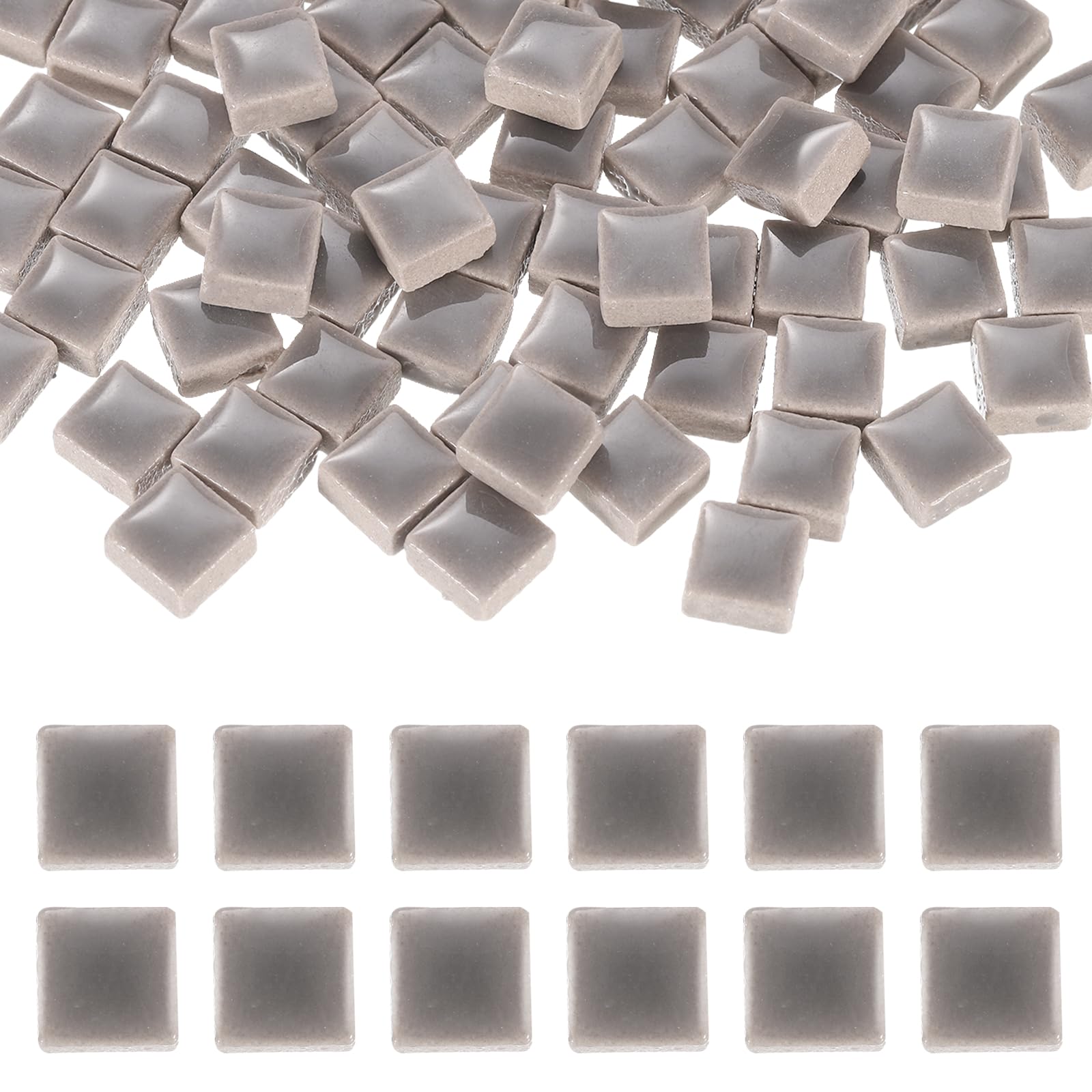 sourcing map 9mm Square Mosaic Tiles 300g Ceramic Mosaic Pieces Light Gray