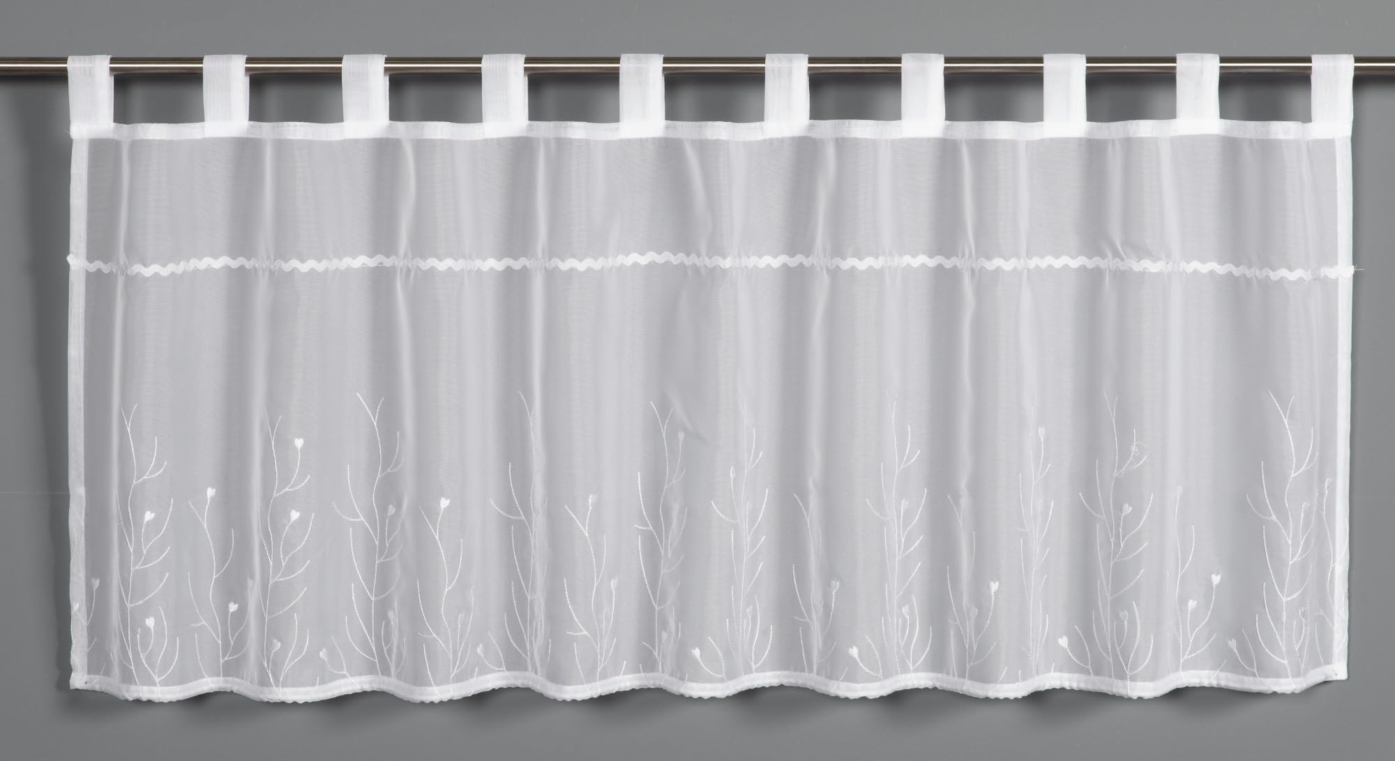 Gardinia Bistro Curtain Voile Branch Embroidery White 135 x 45 cm