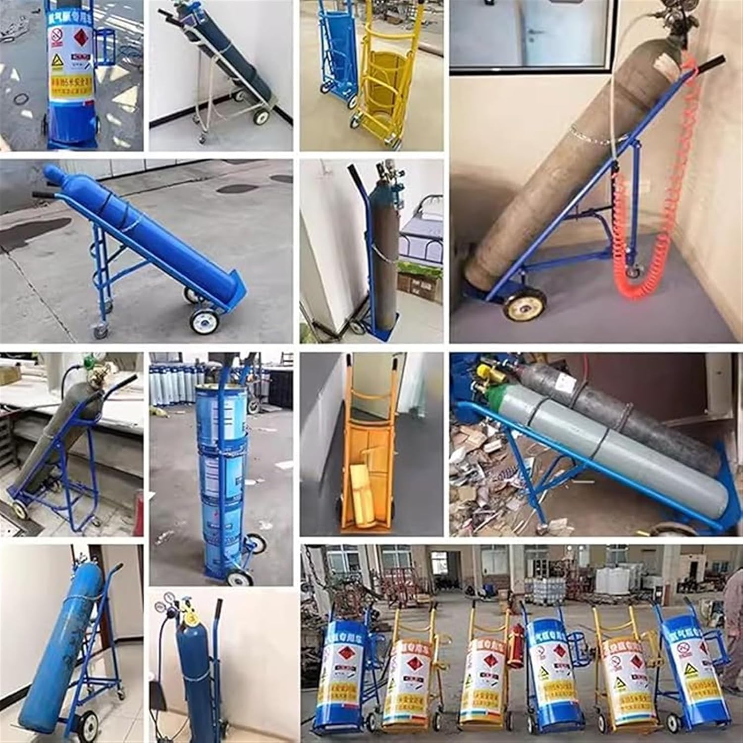 Carrito de tanque de oxígeno, estante cilíndrico plegable de acero de 39.4 pulgadas para laboratorio, escuela, soporte de cilindro de gas para interiores y exteriores