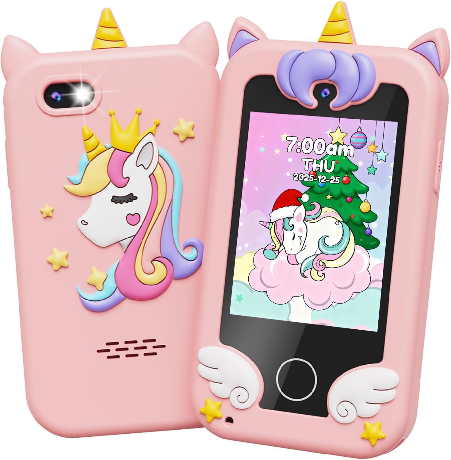 UCIDCI Kids Smart Phone Toys for Girls Ages 3-7 with Dual Camera - Toddler Phone Toys with Learning Games, Travel Toys with MP3 Music Player for Christmas, Birthday Gifts for 3 4 5 6 7 Year Old Boys - Amazon product rated Grade A