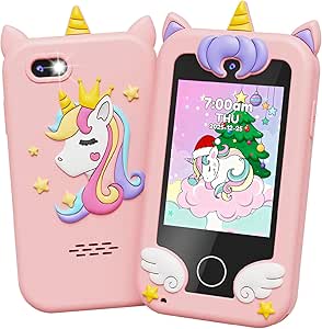 UCIDCI Kids Smart Phone Toys for Girls Ages 3-7 with Dual Camera - Toddler Phone Toys with Learning Games, Travel Toys with MP3 Music Player for Christmas, Birthday Gifts for 3 4 5 6 7 Year Old Boys