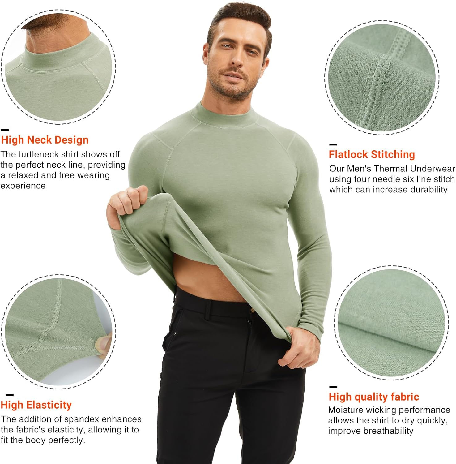 MEETYOO Thermal Compression Shirts for Men Long Sleeve Running Undershirt Turtleneck Base Layer for Winter Cold Weather - Image 4