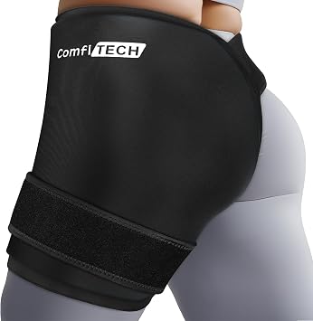 ComfiTECH XL Hip Ice Pack Wrap, Extended Straps Pad for Hip, Thigh & Back | Pliable After Frozen, Adjustable Snug Fit, Supports Hip Replacement Recovery & Relieves Muscle Strain