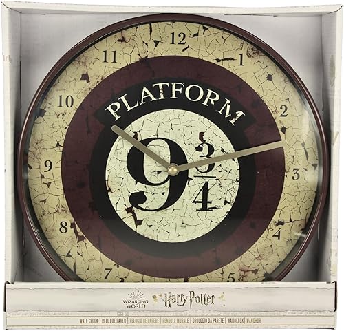 Harry Potter Reloj de pared con plataforma de 9 de 10 pulgadas en caja de regalo, producto oficial, multicolor