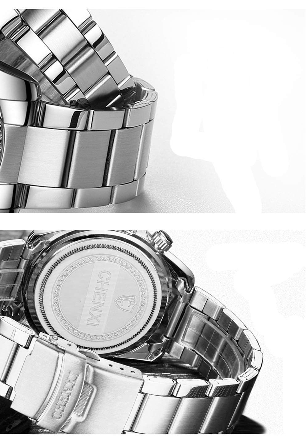 Reloj de pulsera para pareja, de acero inoxidable dorado, clásico, para él y para ella, resistente al agua, de cuarzo, 2 unidades