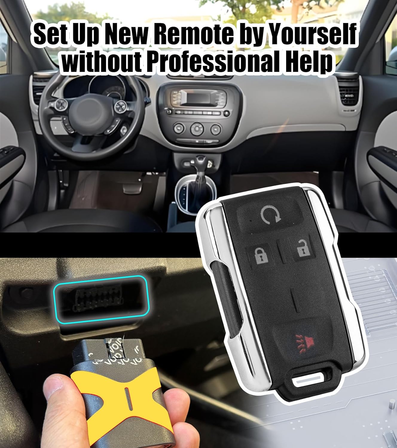 Keyless Entry Self Programmable Remote Control Car Key Replacement for 2014-2018 Chevy Silverado GMC Sierra Canyon M3N-32337100 (4 BTN/M3N-32337100 Self Programmable Remote)