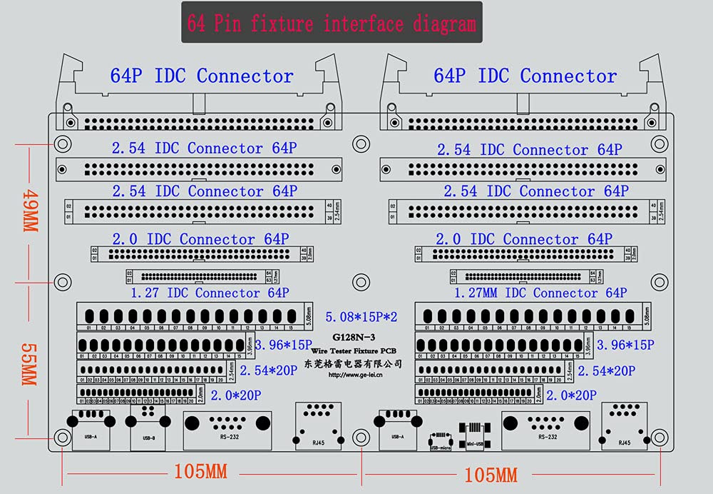 Tester di continuità del cavo 128PIN, dislocazione del cavo 64P-to-64P, strumento di prova del cavo per USB e tutti gli altri tipi di cortocircuito, continuità, tester del cavo di dislocazione