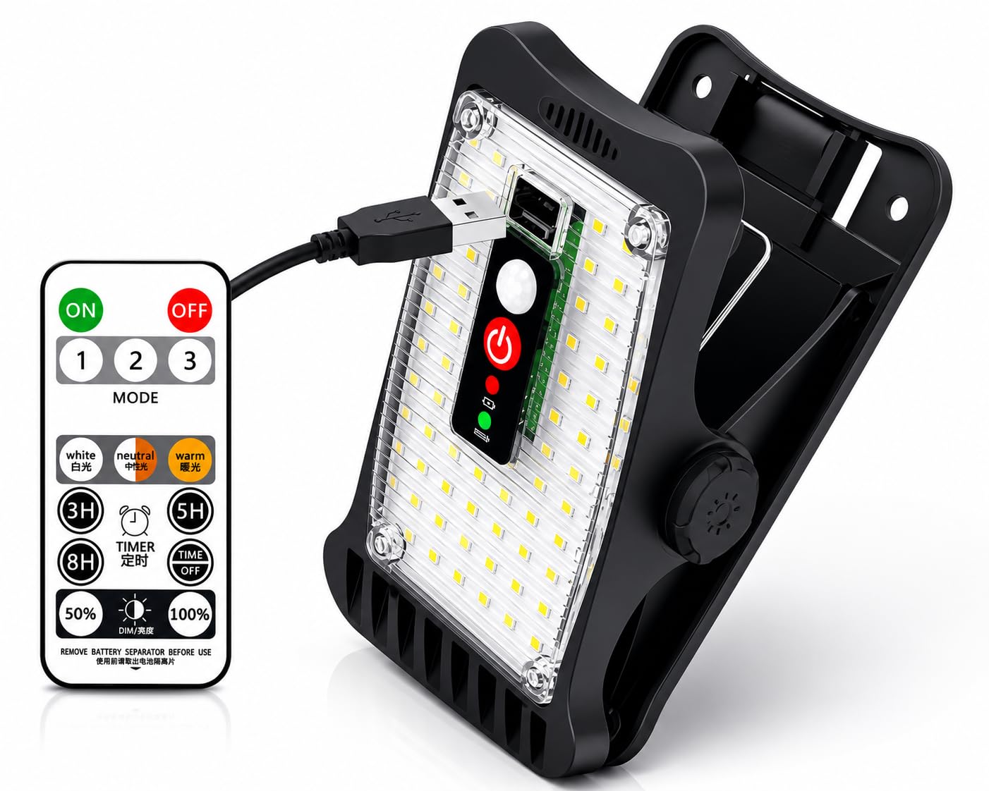 LED Solar Light with Motion Sensor Light for Outdoor/Garden, Solar Clip Lights with inbuilt 1800MH Battery [Solar and USB Charging] (Multicolor White and Warm White)-image-47