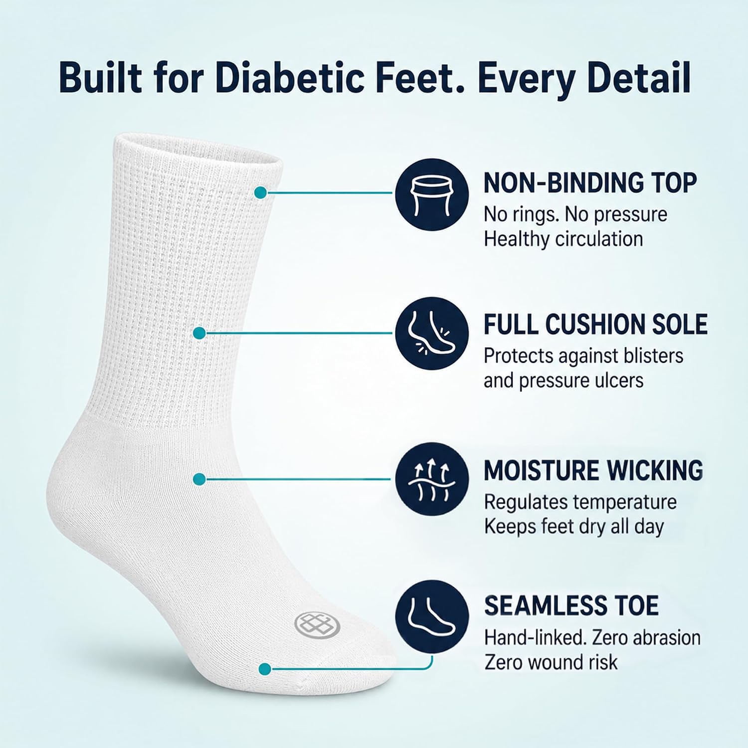 Doctor's Choice Diabetic Socks for Men, Seamless Socks with Non Binding Top, 4 Pairs, Large 9-12 & X-Large 13-15 thumbnail
