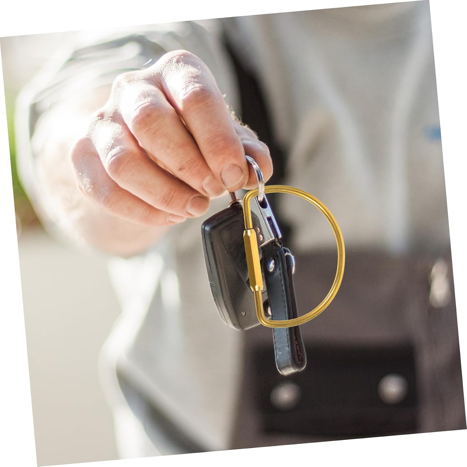 4pcs Brass Screw Lock Ring Keychain Large Keyring Flat Key Ring Key Chain Connection for DIY Projects