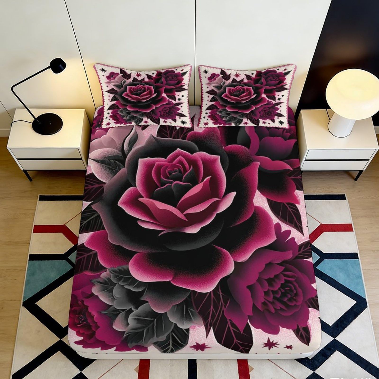 3D Printed Owl Pattern Fitted Sheet Microfiber Deep Pocket Non-Slip Full Wrap Bedroom Mattress Fitted Cover Washable 120x200x25cm