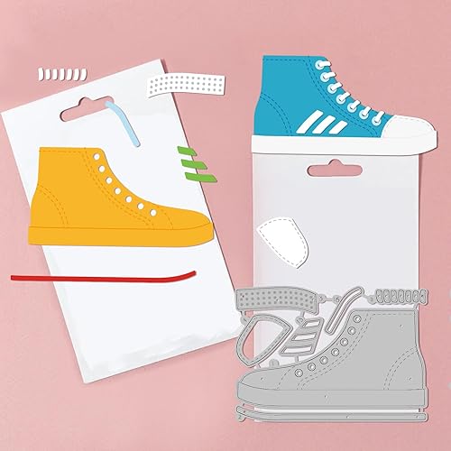 Miniatura 3 de GLOBLELAND Juego de 16 troqueles de corte de zapatos de lona para bricolaje, álbumes de recortes, zapatos deportivos de metal, troquelados,