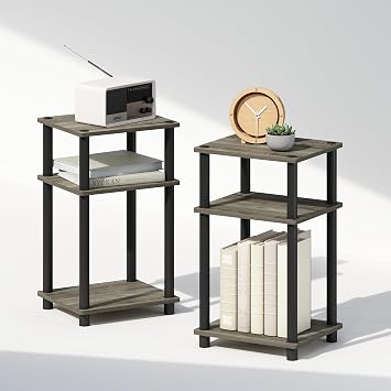 Furinno JUST Set of 2 Toolless 3-Tier Night Stand, French Oak