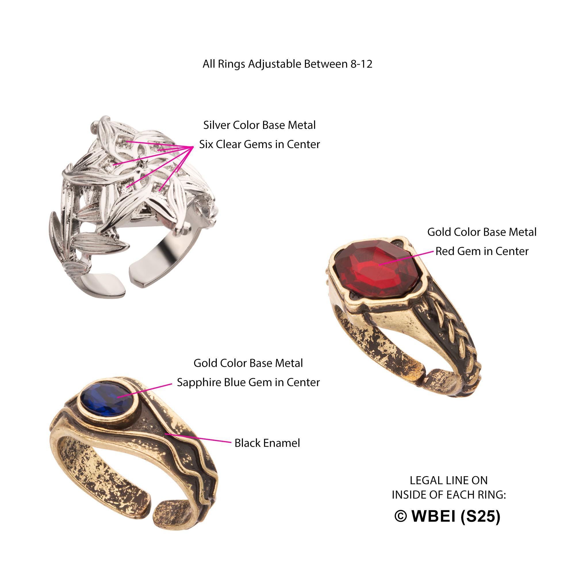 SalesOne The Lord of the Rings Three Elven Adjustable Ring Set