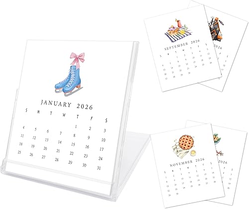 Mini calendario de escritorio 2026-2027, 18 meses alegres calendarios de escritorio estilo CD, desde enero de 2026 hasta junio de 2027, pequeño