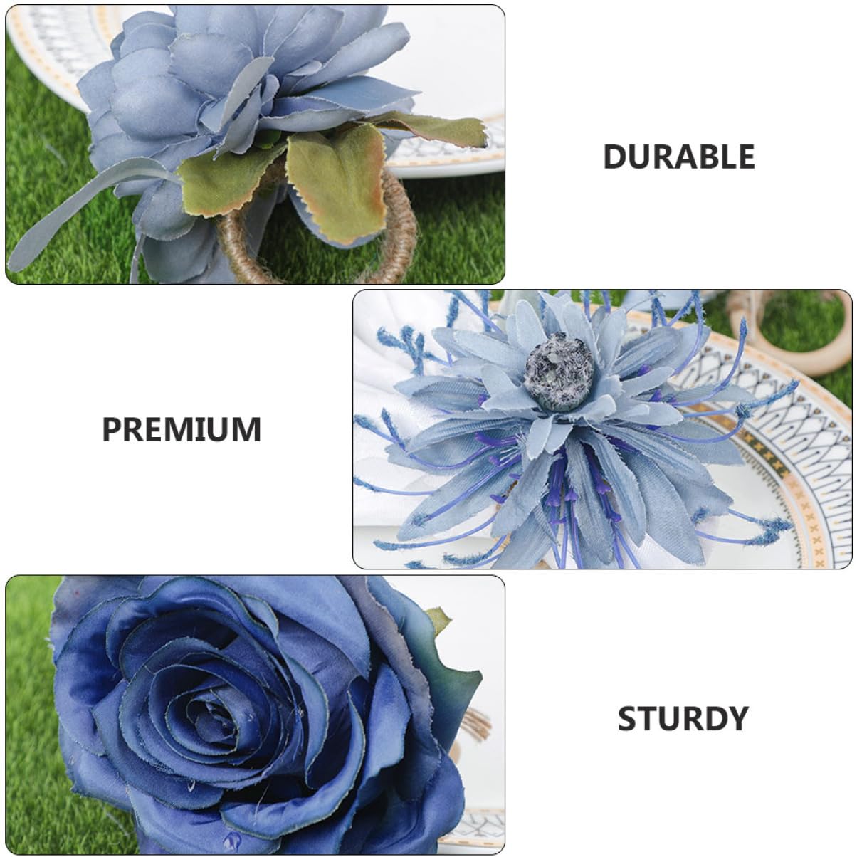 Zerodeko 12stücke Kreative Tischdeko Für Hochzeiten Elegante Blumen-Napkin Clasps Aus Jute Für Festliche Anlässe Für Restaurants Und Zuhause