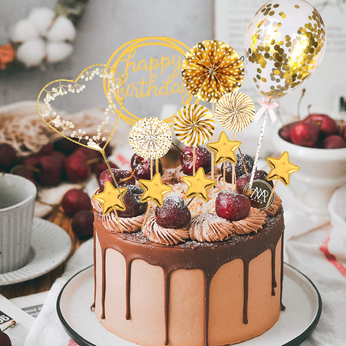 Topper Torta Compleanno Oro - 2 Decorazioni Per Primo Compleanno, Con Glitter, Riciclabili - Foto 7