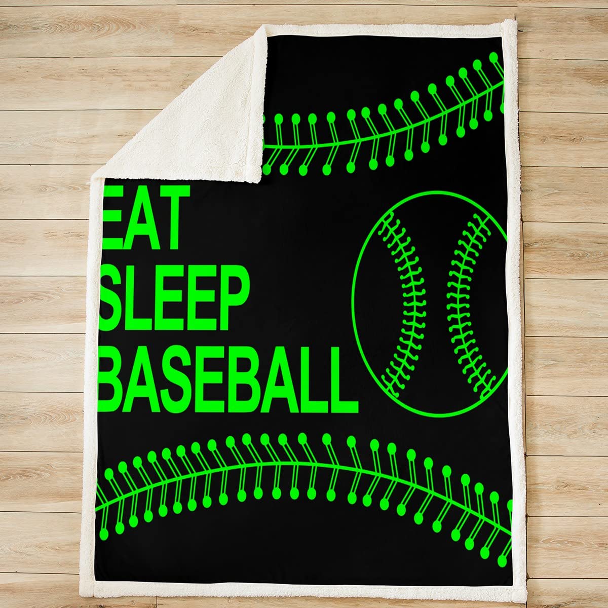 Coperta in pile da baseball per gioco sportivo verde neon coperta in peluche per bambini baseball Gaming Sherpa coperta traspirante regalo per gli amanti del baseball calda coperta sfocata camera