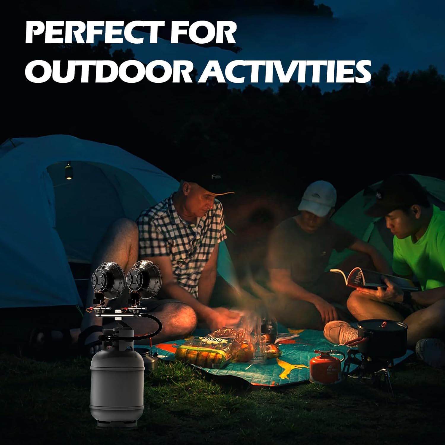 AgiiMan Propane Heater - 32000 BTU Portable Tent Heater, Camping Gas Heaters and Stove, Patio Heaters with Shut-off Valve and Tip-over Switch for Outdoor/Indoor Ice Fishing Hiking (Tanks Not Included)
