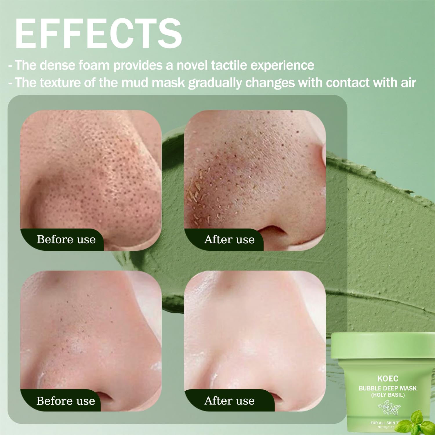 Holy Basil Bubble Deep Face Mask – Foaming Clay Mask with Basil Extract for Deep Cleansing, Pore Purification & Gentle Exfoliation, Style Bubble Mask for Oily & Acne-Prone Skin (01) - Image 4